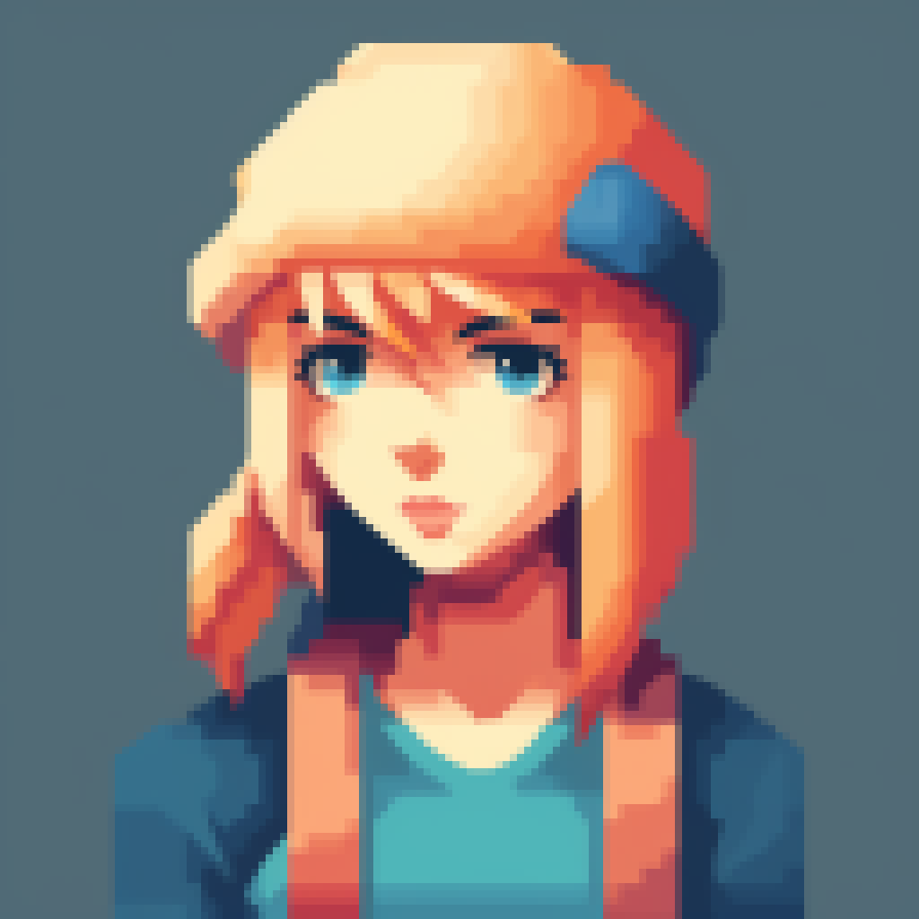 a AI-generated pixelart girl